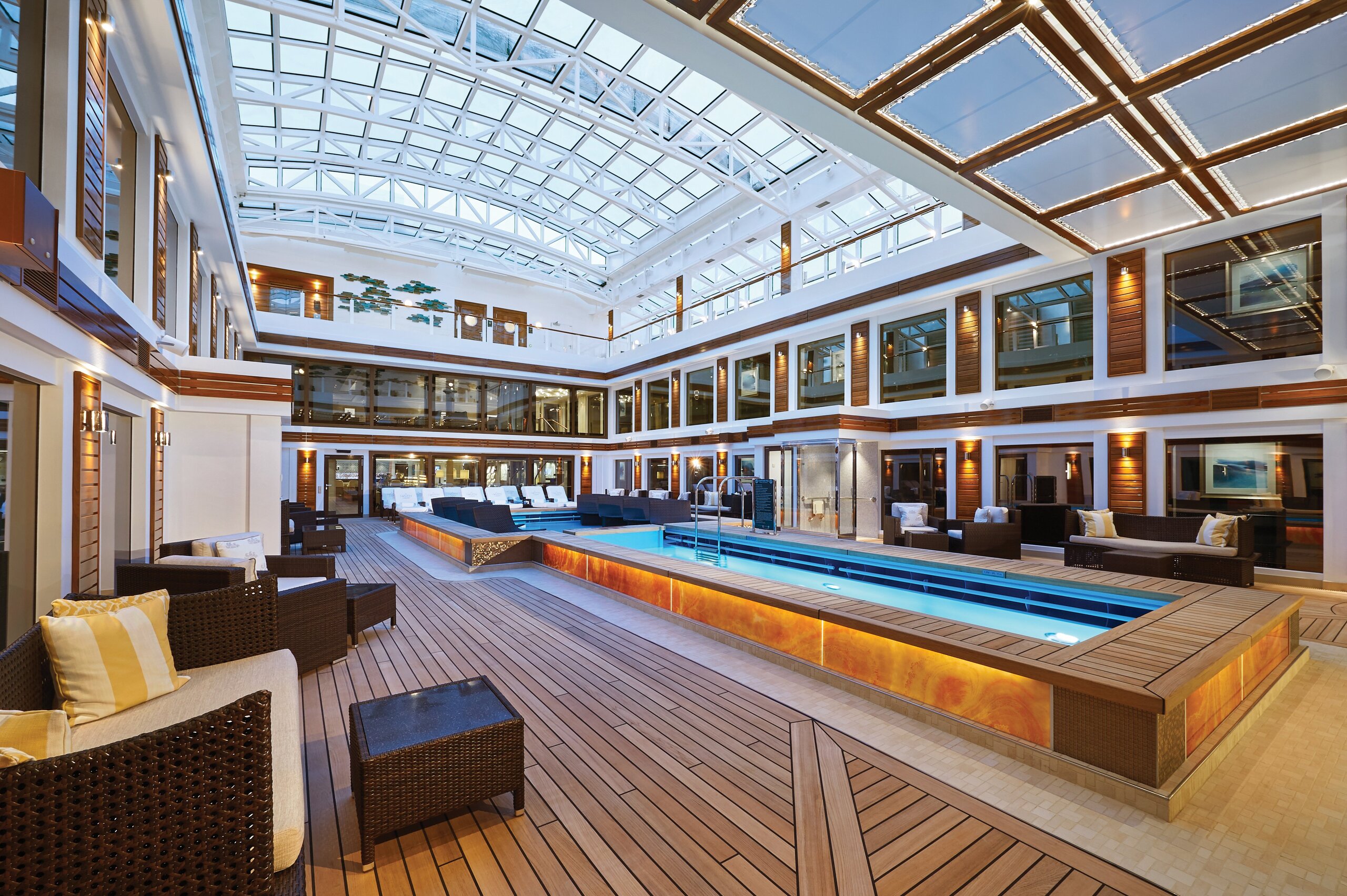 The Haven courtyard pool and sun deck on Norwegian Bliss