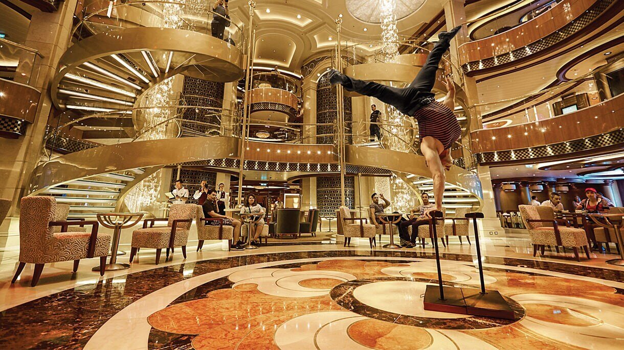 The three-deck Piazza atrium on a Princess ship
