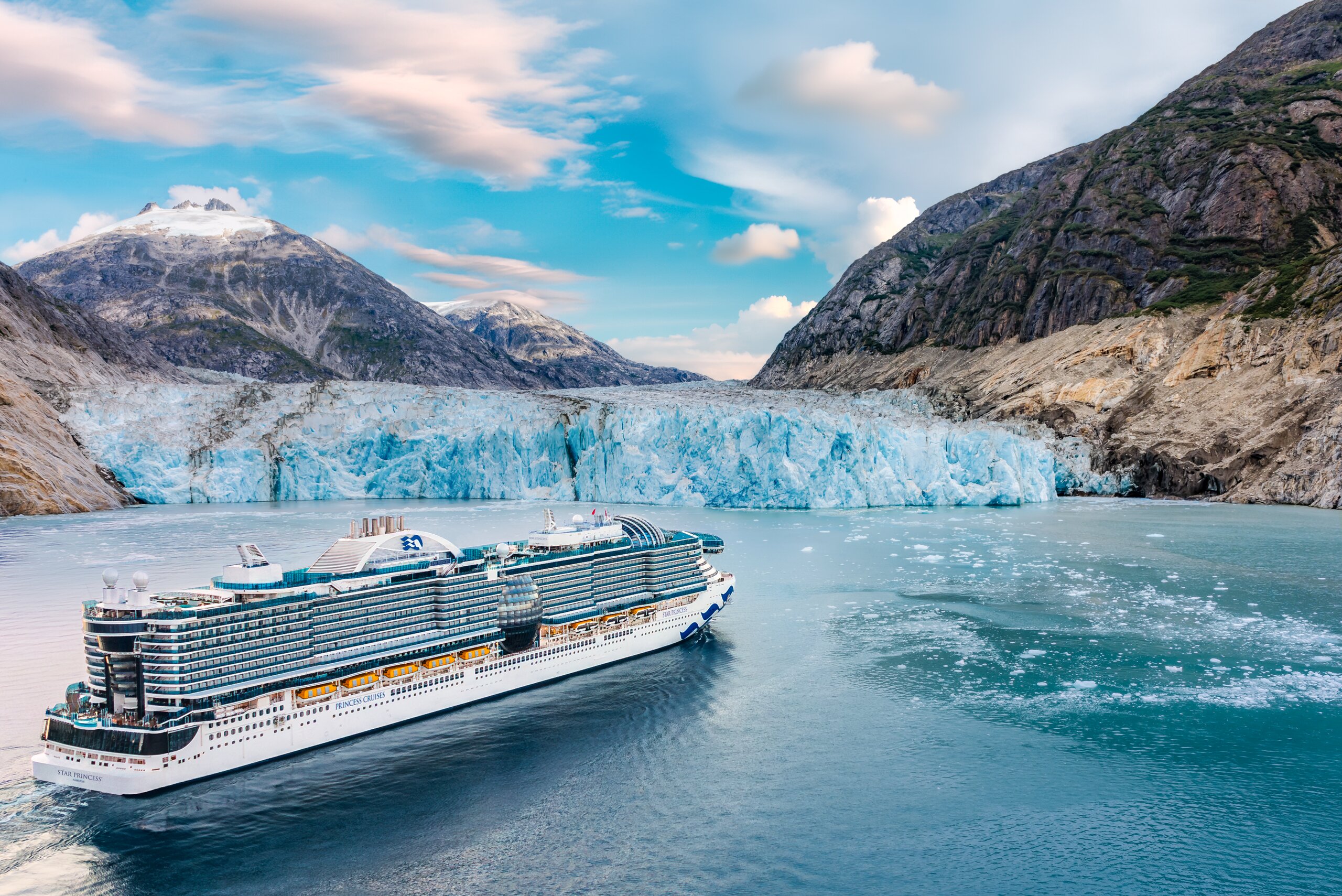 A Princess ship at the face of Dawes Glacier, Alaska